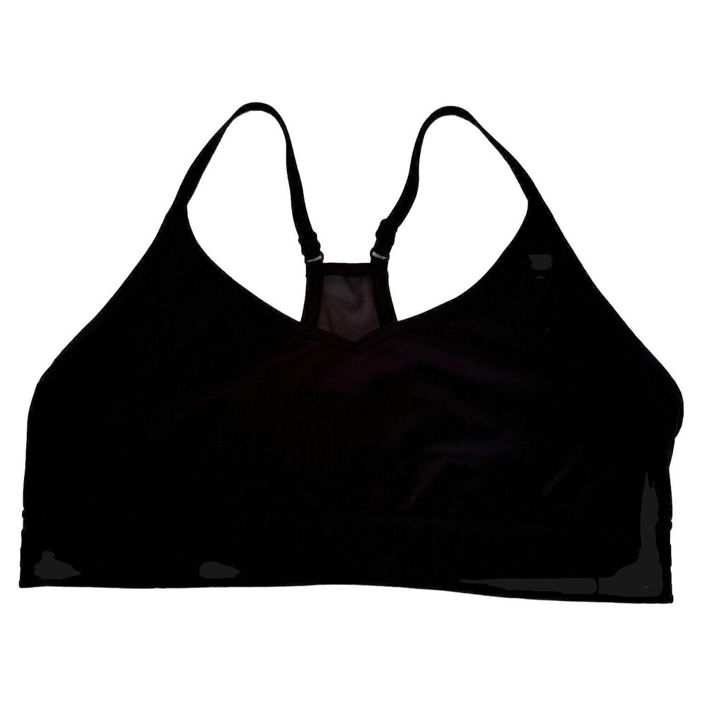 PINK Victoria's Secret Black Racerback Bra Women's Lightly Lined Size L Gym Top